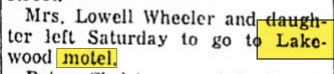 Lakewood Motel - July 1957 Mention